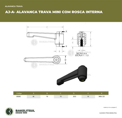 ALAVANCA TRAVA MINI COM ROSCA INTERNA AJ-A 00006 