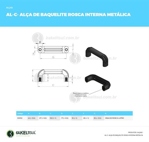 ALÇA DE BAQUELITE ROSCA INTERNA METÁLICA 00012 