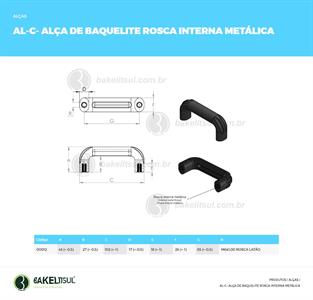 ALÇA DE BAQUELITE ROSCA INTERNA METÁLICA 00012 