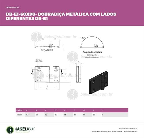 DOBRADIÇA METÁLICA 60X90 DB-E1 00099 
