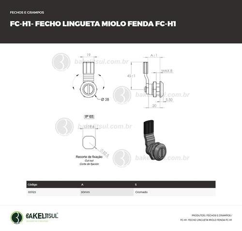 FECHO LINGUETA METÁLICO MIOLO FENDA FC-H1 00123 