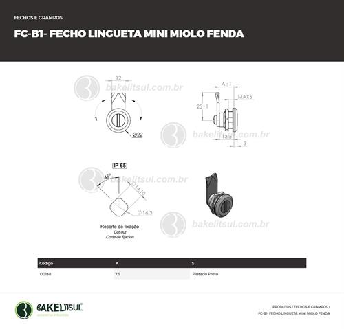 FECHO LINGUETA MINI MIOLO FENDA FC-B1 00138 