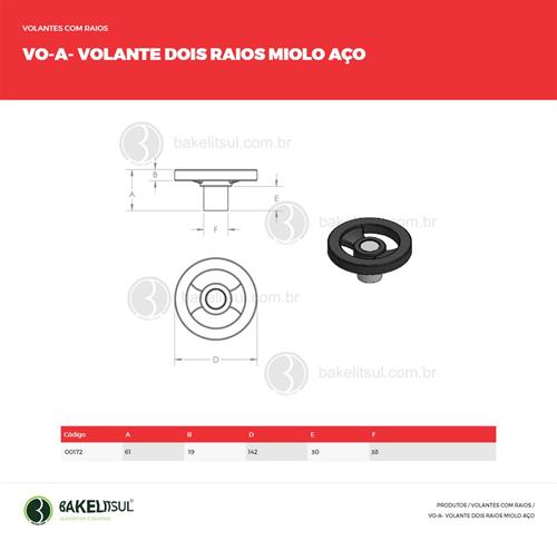 VOLANTE DOIS RAIOS MIOLO AÇO VO-A 00172 