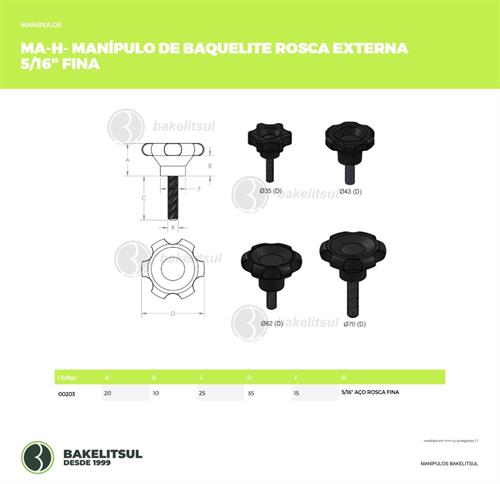MANÍPULO DE BAQUELITE Ø35 ROSCA EXTERNA 00203 