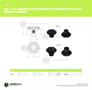 MANÍPULO DE BAQUELITE 43MM ROSCA INTERNA 00337 