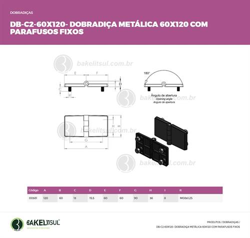 DOBRADIÇA METÁLICA PARAFUSO INVISÍVEL DB-C2 00381 
