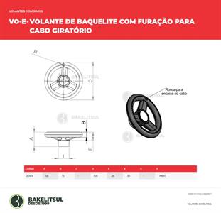 VOLANTE DE BAQUELITE COM FURAÇÃO PARA CABO GIRATÓRIO 00414 