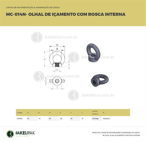 OLHAL DE IÇAMENTO COM ROSCA INTERNA MC-014N 00780 