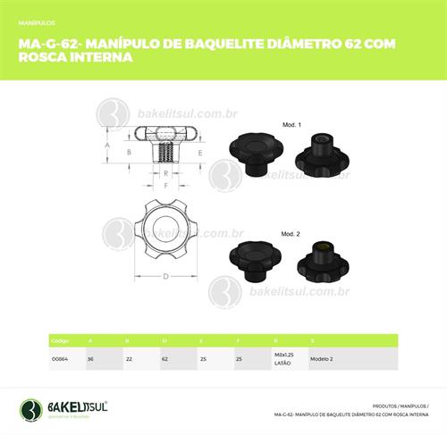 MANÍPULO DE BAQUELITE 62MM ROSCA INTERNA 00864 
