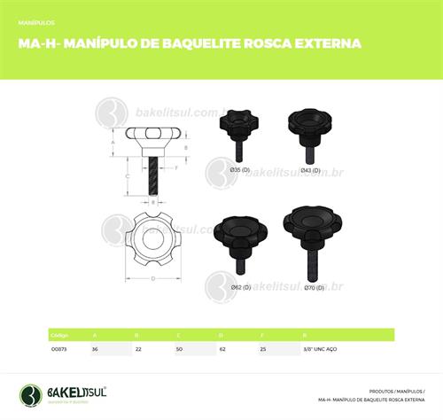 MANÍPULO DE BAQUELITE Ø62 ROSCA EXTERNA 00873 