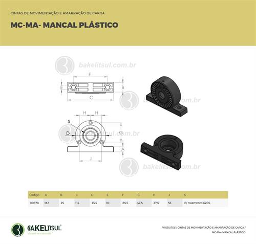 MANCAL PLÁSTICO PARA ROLAMENTO 6205 MC-A 00878 