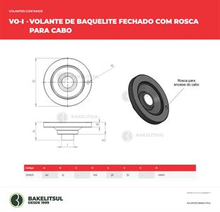 VOLANTE DE BAQUELITE FECHADO COM ROSCA PARA CABO 00903 