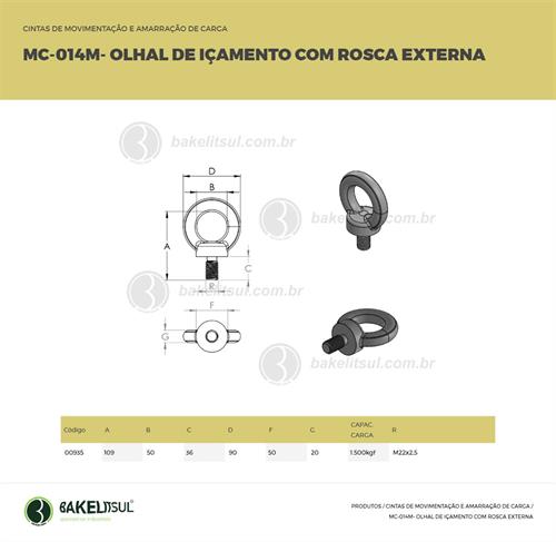 OLHAL DE IÇAMENTO COM ROSCA EXTERNA MC-014M 00935 