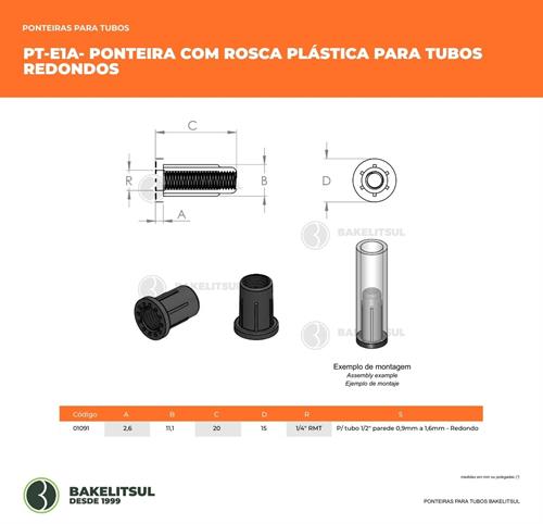 PONTEIRA COM ROSCA PARA TUBOS REDONDOS PT-E1A 01091 