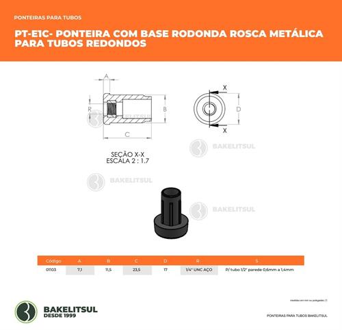PONTEIRA COM ROSCA PARA TUBOS REDONDOS PT-E1C 01103 