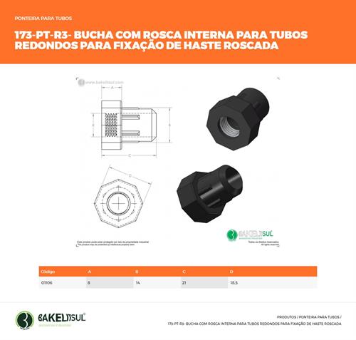 PONTEIRA COM ROSCA PARA TUBOS REDONDOS PT-E1B 01106 