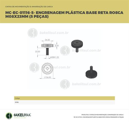 ENGRENAGEM PLÁSTICA BASE RETA ROSCA M8 MC-C 01116 