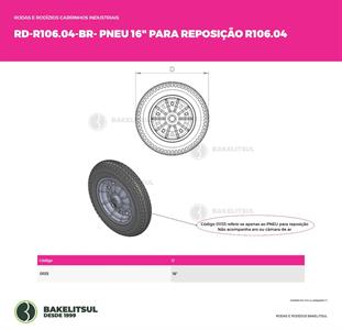 RODA BORRACHA COM C MARA ARO METÁLICO R106.04 01133 