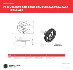 VOLANTE DOIS RAIOS COM FURAÇÃO PARA CABO MIOLO AÇO VO-B 01159 