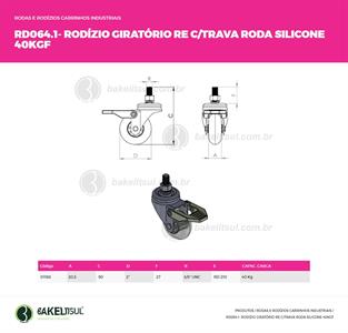 RODÍZIO GEL TRANSPARENTE  GIRATÓRIO COM ROSCA TRAVA 01188 