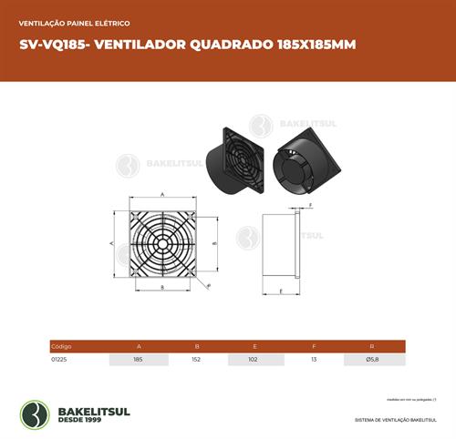 MICRO VENTILADOR QUADRADO 185X185mm 01225 