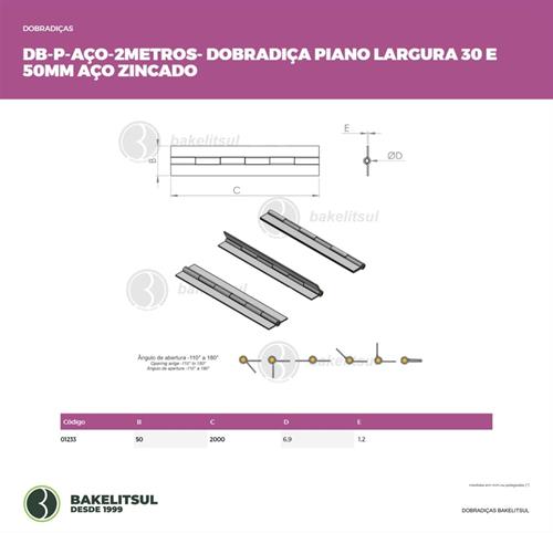 DOBRADIÇA PIANO AÇO 30 E 50mm DB-P 01233 F3 05655 