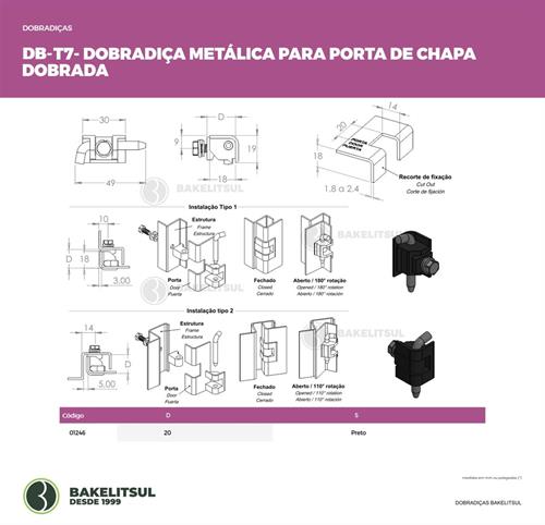 DOBRADIÇA METÁLICA DB-T7 01246 