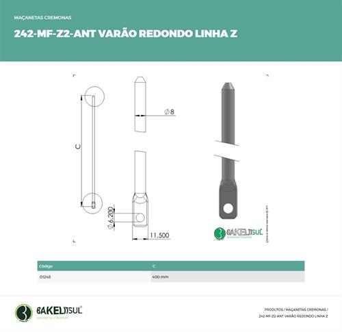 VARÃO REDONDO LINHA X PARA TRAVAMENTO 3 PONTOS 01248 