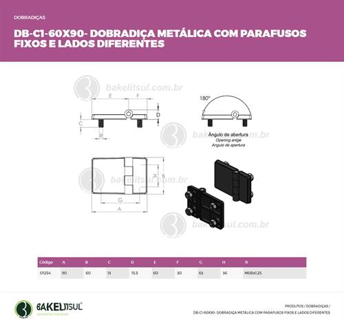 DOBRADIÇA METÁLICA PARAFUSO INVISÍVEL DB-C1 01254 