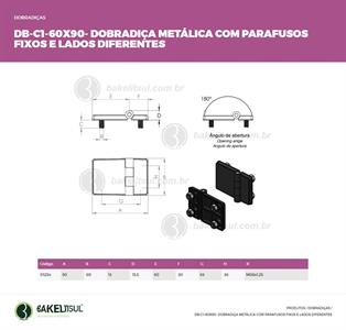 DOBRADIÇA METÁLICA PARAFUSO INVISÍVEL DB-C1 01254 
