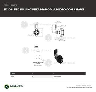 FECHO LINGUETA METÁLICO MANOPLA COM CHAVE FC-J9 01301 