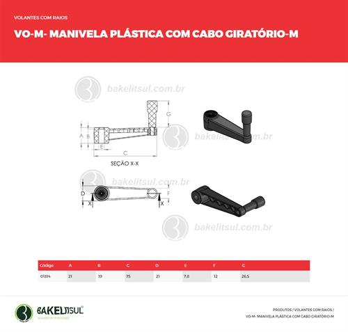 MANIVELA PLÁSTICA COM CABO GIRATÓRIO 01314 