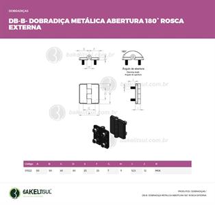 DOBRADIÇA METÁLICA PARAFUSO INVISÍVEL 01522 