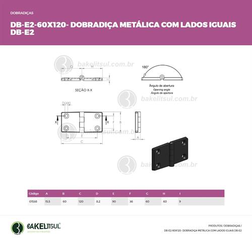DOBRADIÇA METÁLICA 60X120 DB-E2 01538 