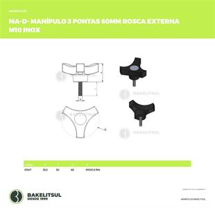 MANÍPULO 3 PONTAS 60MM ROSCA EXTERNA INOX 01547 