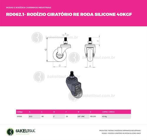 RODÍZIO GEL TRANSPARENTE  GIRATÓRIO COM ROSCA 01550 