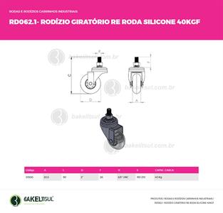 RODÍZIO GEL TRANSPARENTE  GIRATÓRIO COM ROSCA 01550 