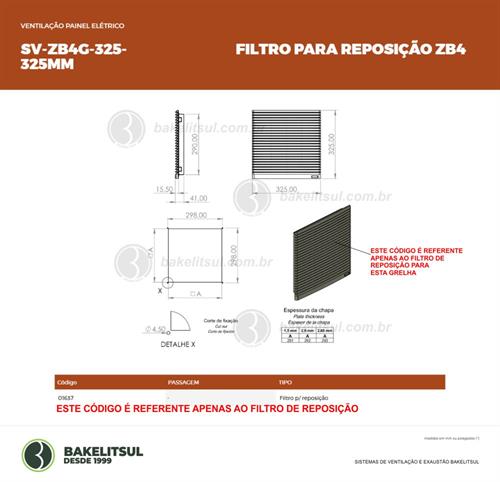 GRELHA DE VENTILAÇÃO OU EXAUSTÃO PARA VENTILADOR VQ-173 OU VQ-205 01637 