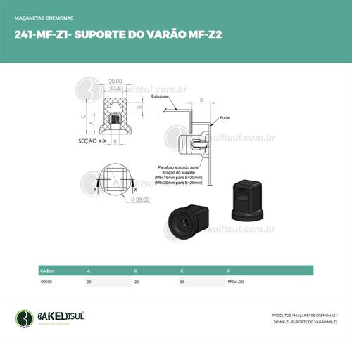 SUPORTE PLÁSTICO VARÃO MAÇANETAS LINHA Z MF-Z1 01695 