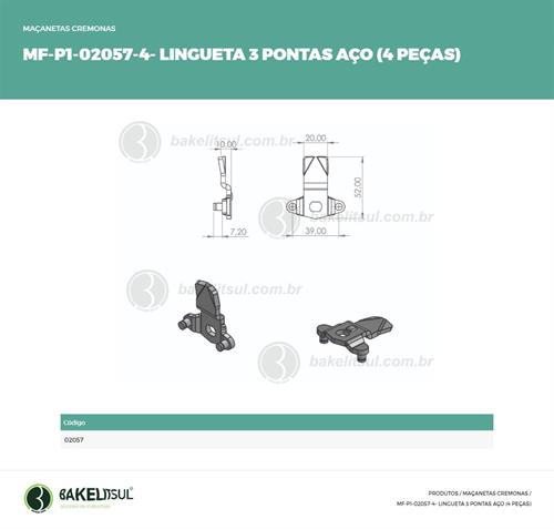LINGUETA 3 PONTAS EM AÇO 02057 