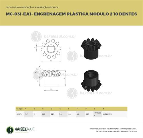 ENGRENAGEM PLÁSTICA 10 DENTES MÓDULO 2 MC-ENG-A1 02073 