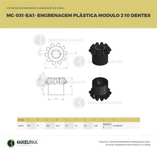 ENGRENAGEM PLÁSTICA 10 DENTES MÓDULO 2 MC-ENG-A1 02073 