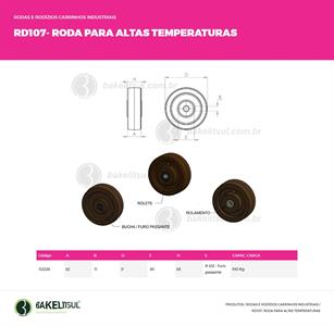 RODA CE ALTAS TEMPERATURAS 50 A 350KGF  02226 
