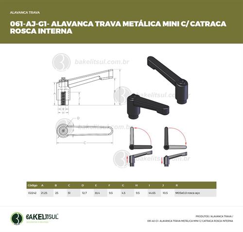 AJUSTADOR ALAVANCA TRAVA METÁLICA MINI ROSCA INTERNA 02242 