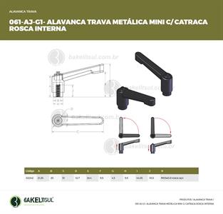 AJUSTADOR ALAVANCA TRAVA METÁLICA MINI ROSCA INTERNA 02242 
