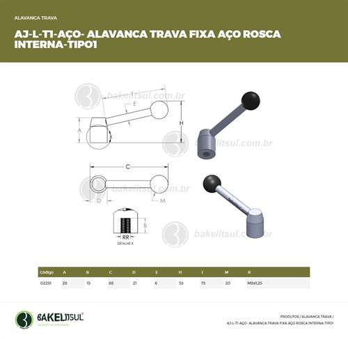 AJUSTADOR ALAVANCA TRAVA FIXA AÇO ROSCA INTERNA-TIPO1 02251 