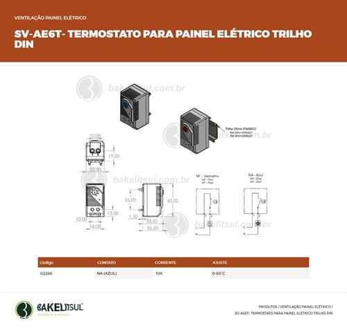 TERMOSTATO PARA VENTILADOR E CALEFATOR 02266 