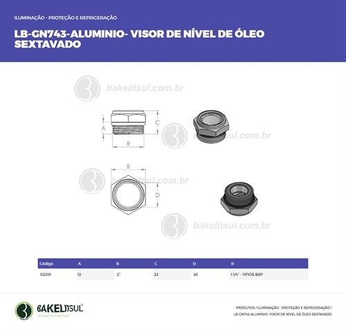 VISOR DE NÍVEL DE ÓLEO SEXTAVADO DE ALUMÍNIO LB-GN743 02319 