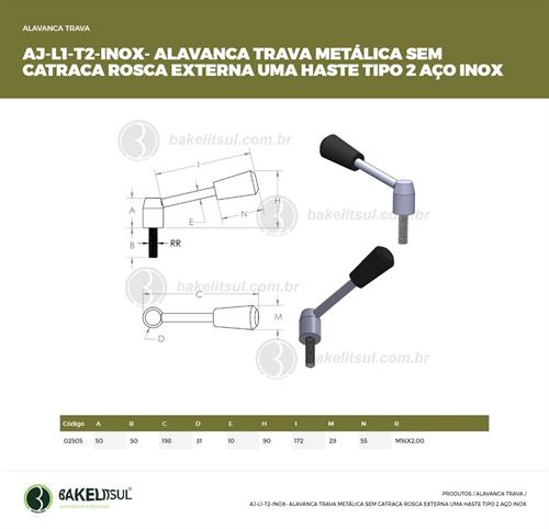 AJUSTADOR ALAVANCA TRAVA FIXA INOX ROSCA EXTERNA-TIPO2 02505 