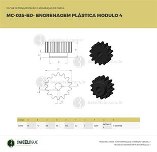 ENGRENAGEM PLÁSTICA MÓDULO 4 MC-ENG-D 02613 
